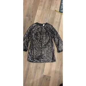 H&M sequins dress gunmetal gray back zip